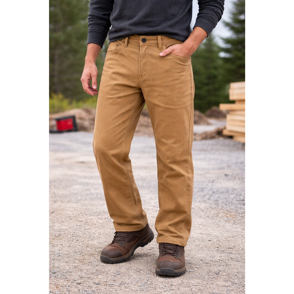 Caterpillar CAT Mens 36x30 Fleece Lined Work Pants Khaki Canvas Insulated Warm